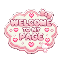 a welcome to my page sign with hello kitty on it