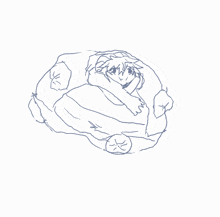 a drawing of a person wrapped in a blanket with a circle around them
