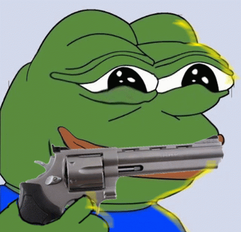 sad frog enough gun