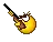 a pixel art of a smiley face holding a rifle .