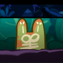 a cartoon of a rabbit with a skeleton on it 's back .