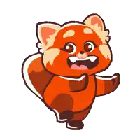 a cartoon drawing of a red panda with a white tail