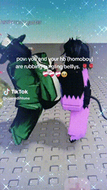 a tiktok video of two people rubbing each other 's bellys