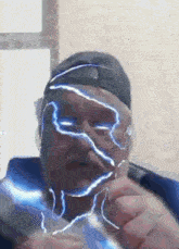 a man with a lightning bolt on his face