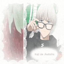 a picture of a boy with glasses and the name kaji de jhulsita