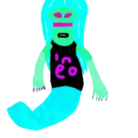 a drawing of a person with a black shirt that says eo on it