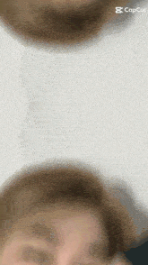 a blurry picture of two people 's faces with a caption that says capcut .