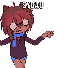 a drawing of a girl with sybau written above her head