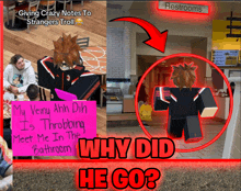 a sign that says giving crazy notes to strangers troll on it
