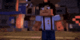 a couple of minecraft characters standing next to each other on a street .
