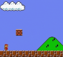 a video game scene with a yellow car driving on a road