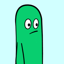 a green cartoon character is holding a watch and has a sad look on his face