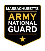 a logo for massachusetts army national guard with a yellow star