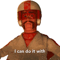 a cartoon character with a helmet and a mustache says i can do it with
