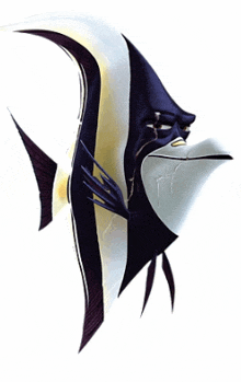 a black and white cartoon fish with a sad look on his face