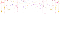 a white background with a string of hearts and stars