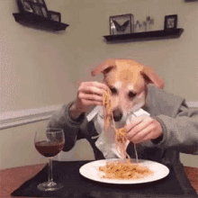 吃面 搞笑 狗狗 GIF - Eat Noodle Funny Dog GIFs