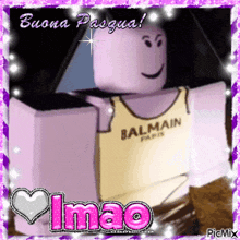 a cartoon character wearing a balmain shirt