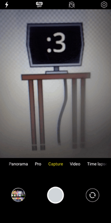 a screenshot of a camera app with the number 3 on the screen