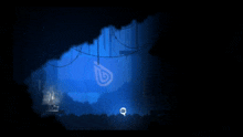 a drawing of a cave with the letter b hanging from a chain