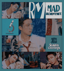 a collage of photos of a mad scientist with the year 2022 on the bottom