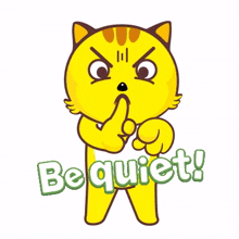 yellow cat big eyes shush silence