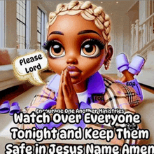 a picture of a girl with a speech bubble that says please lord