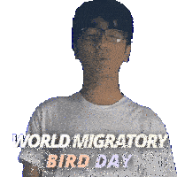 a man blowing a kiss with the words world migratory bird day below him