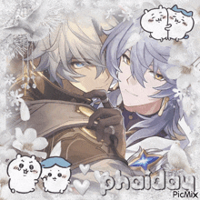 a picture of a man and a woman with the name phaidau on the bottom