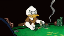 a cartoon duck is playing a game of cards
