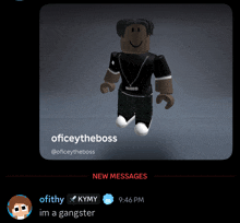 a picture of a roblox character with the name officeytheboss on it