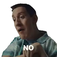 a man with a surprised look on his face says no with his hands