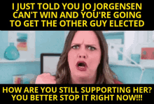 Jo Jorgensen Stop It GIF - Jo Jorgensen Stop It Yelling GIFs