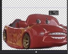 a picture of a red toy car with a mouse pointer pointing to it