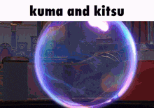 a picture of a bubble with the words kuma and kitsu above it