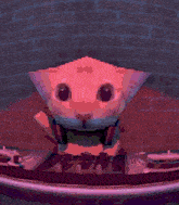 a pixel art of a cat sitting at a table with headphones on
