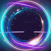 a blue and purple circle with a glowing center