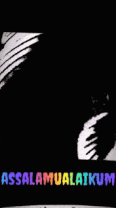 a woman wearing a white hat and white gloves with the words assalamualaikum written below her