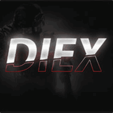 the word diex is on a black background with a football player