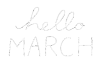 a black and white drawing of the words hello march on a white background