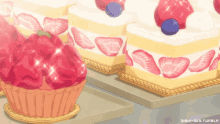 food anime cake cupcake strawberry