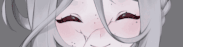 a close up of a girl 's face with white hair and red eyelashes .