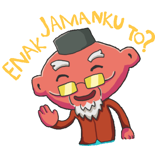 Cheerful Grandpa Says Enak Jamanku To In Indonesian Sticker - Listen To Your Elderly Laugh Lol Stickers