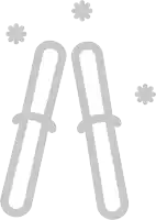 a drawing of a pair of skis with snowflakes around them