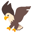 a cartoon eagle is flying through the air with its wings spread .