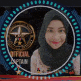 a picture of a woman in a hijab with the words official captain on the bottom