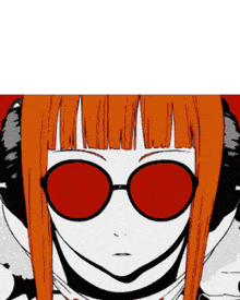 a drawing of a girl wearing red sunglasses and headphones
