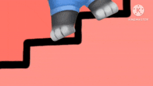 a cartoon cat is walking up a set of stairs