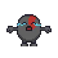 a pixel art drawing of a monster with a bloody face