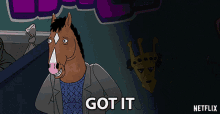 a cartoon of a horse giving a thumbs up with the words " got it "